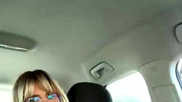 Blonde MILF Teases Tits and Pussy in Car