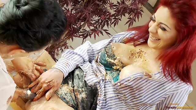 Horny Redhead Babe Surprises A Birthday Girl With Lesbian Sex
