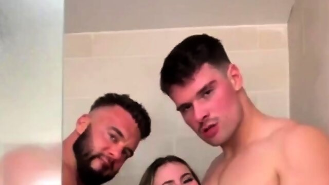 Aria Banks Enjoys Two Cock In The Shower