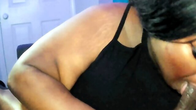 Plumper, ebony dick sucking, ebony