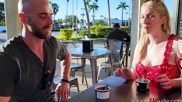Blonde tattooed MILF Sydney Paige in Valentines roleplay turns into hot bedroom action