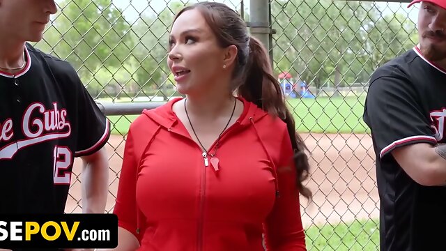 Curvy Callie Brooks teases and submits in a heated sports-themed roleplay session