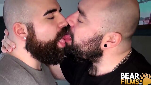 Chubby bear Jean Paul and Bearsilien dive into bareback anal with rimming and passion