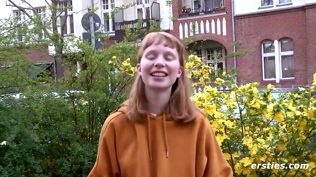Redheaded Norwegian model shares a private outdoor moment with her webcam