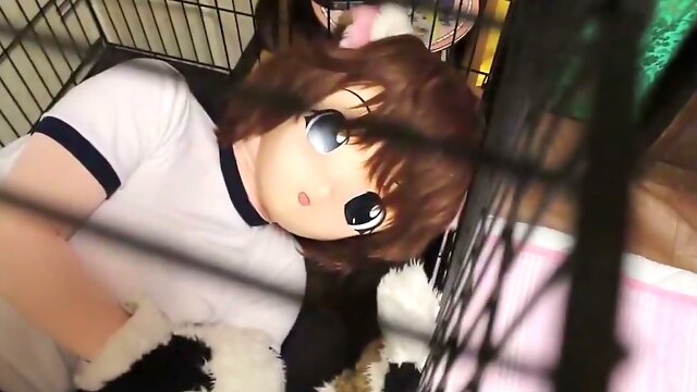 Japanese kigurumi catgirl in full feline cosplay gets brutally bound and choked in a leather dungeon with extreme breathplay and tight restraints
