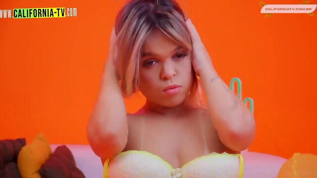 Naughty Brazilian Midget Lesbian Masturbates with Giant Dildo