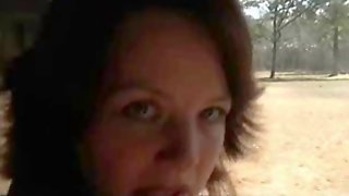 Amateur milf jerking cock and drinking cum in her car