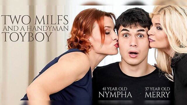 Merry Nympha - Toyboy Handyman Got Lured Into A Wild Threesome With 37 Year Old Milfs Merry And 41 Year Old Nympha - Bruno Baxter