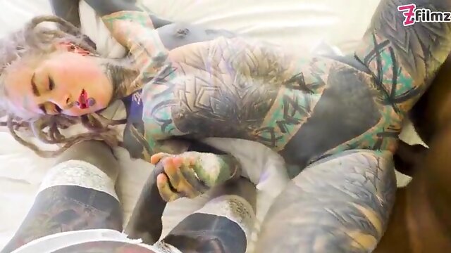 Wild 3 way – Tatted Trans, Wifey and BIG BLACK COCK