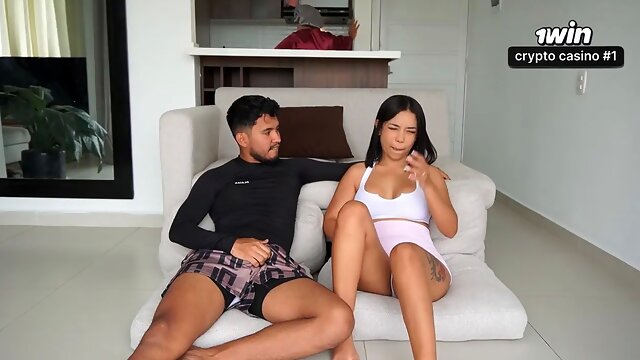 My stepsister asks me to fuck her in front of her parents, and I give her a creampie -
