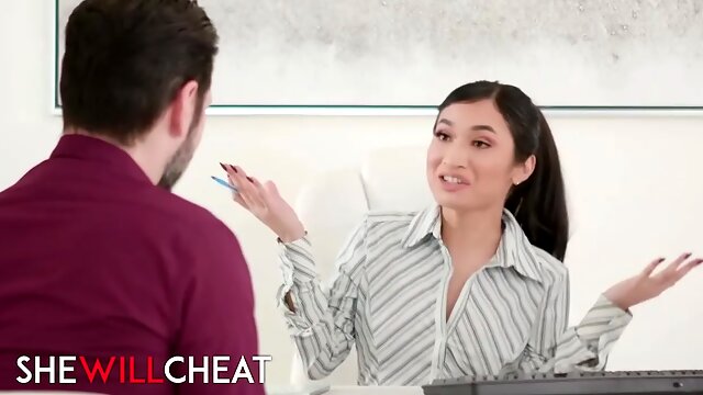 Avery Black In Petite Babe Enjoys Passionate Office Sex With Her New Customer