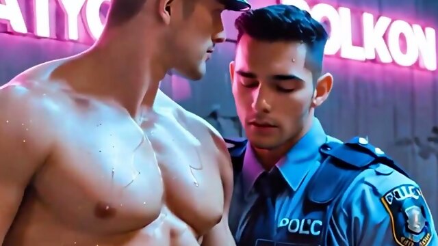 Gay cops destroy wet ass in dark street with hard anal