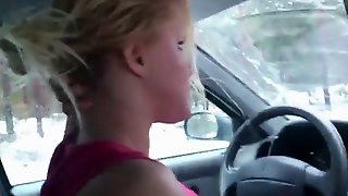 Car blowjob by swedish couple