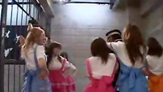 Japanese reverse gangbang orgy in prison