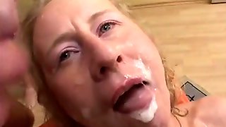 German MILF sucks, fucks and gets cummed