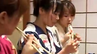 Busty Japanese whores in geisha lez fuck