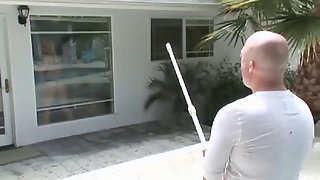 Golden-Haired Housewife Bonks with Pool Cleaner