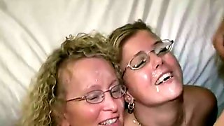 Two Golden-Haired Milfs in Swinger Club