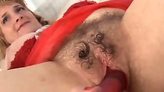 Aged non-professional copulates her chubby shaggy vagina until its admirable and