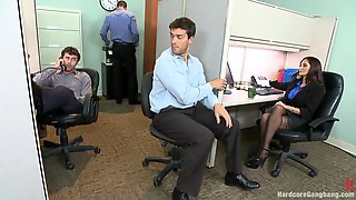 MILF with a tiny body and HUGE tits Gangbanged by Co Workers