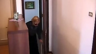 Italian granny is drilled in shower