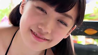 Cute Japanese teen shows her goods