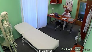 Huge tits patient finger by nurse in fake hospital