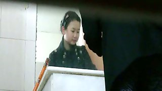Asian sugar pees before a squat toilet spy cam
