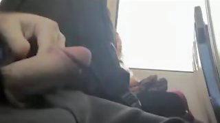 Sweet girls pretend not to see man wank cock in the bus