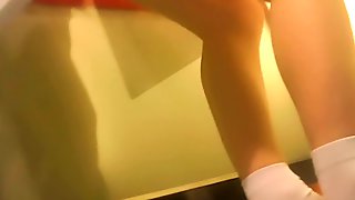 Hidden cam in change room shooting sexy white socks