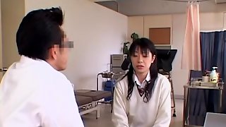 Hardcore pussy fingering for a Jap gal during Gyno exam
