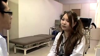 Chubby Japanese gets some slit drilling during her Gyno exam