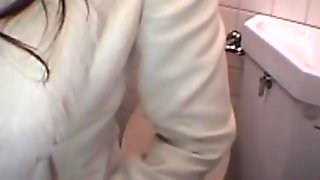 Naughty asian girl is screwed hard by boyfriend in toilet