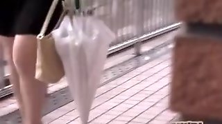 Japanese bimbos get their panties exposed in public