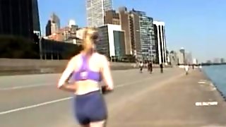 Candid ass in tiny shorts is moving while girls running 06f