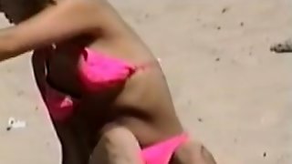 Candid bikini downblouse was spied on the sunny beach 05zt