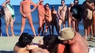 Group On The Beach, Public Fucking, Couple Voyeur