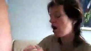 Mature mom sucking & swallowing jizz