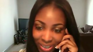 Ebony beauty teasing on webcam