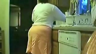 Aged couple kitchen fuck