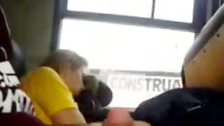 Jerking off and showing cock in a bus