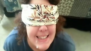 Blindfolded Cum in Mouth