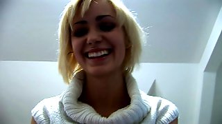 Golden-Haired Angel Picked up and Drilled at HomeParty