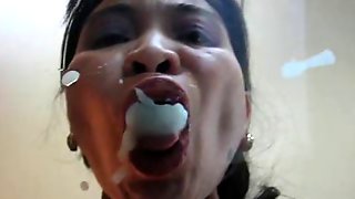 Filipina Wife Gina Jones Licking Up My Cum.