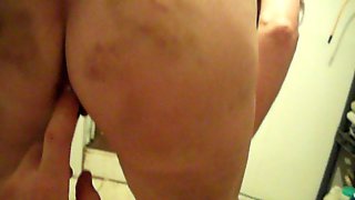 Slave showing off bruised tits and ass