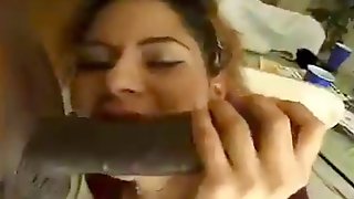 Latina milf sucks and swallows BBC cum