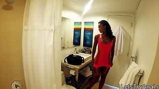 Hot ebony gf tries out painful anal sex while being filmed