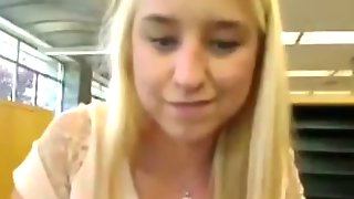 Blonde library squirt