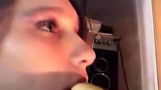 Russian virgin tries a banana