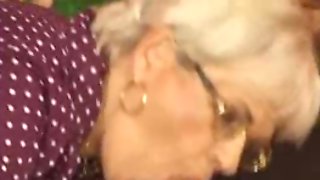 Granny Gets Cum On Her Glasses